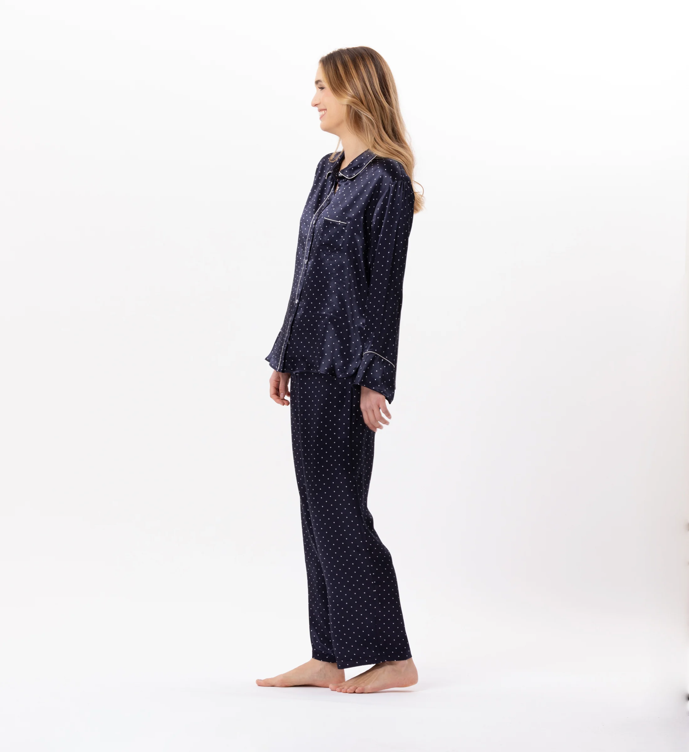 Pyjama boutonné en viscose | Bleu