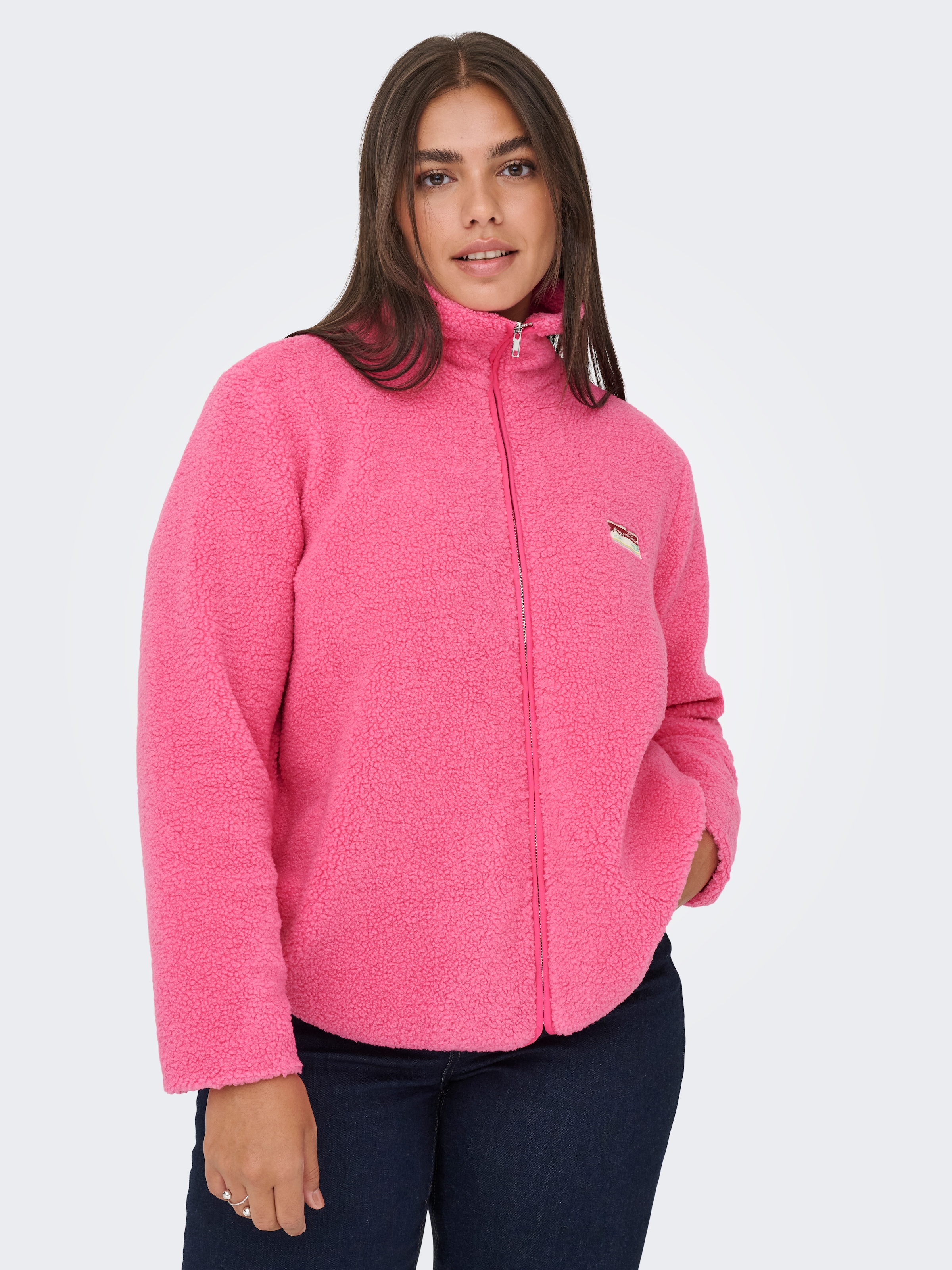 ONLY CARMAKOMA Plüschjacke »CARHOLLY TEDDY L/S ZIP SWT«