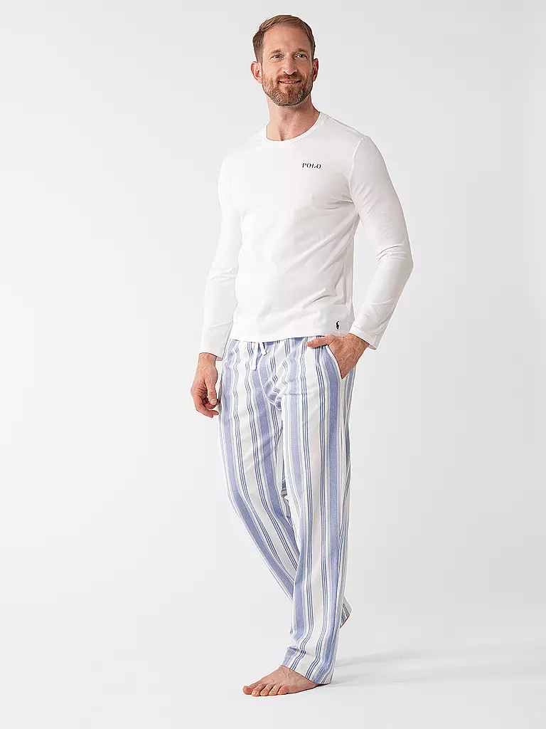 POLO RALPH LAUREN Pyjama Langarmshirt weiss