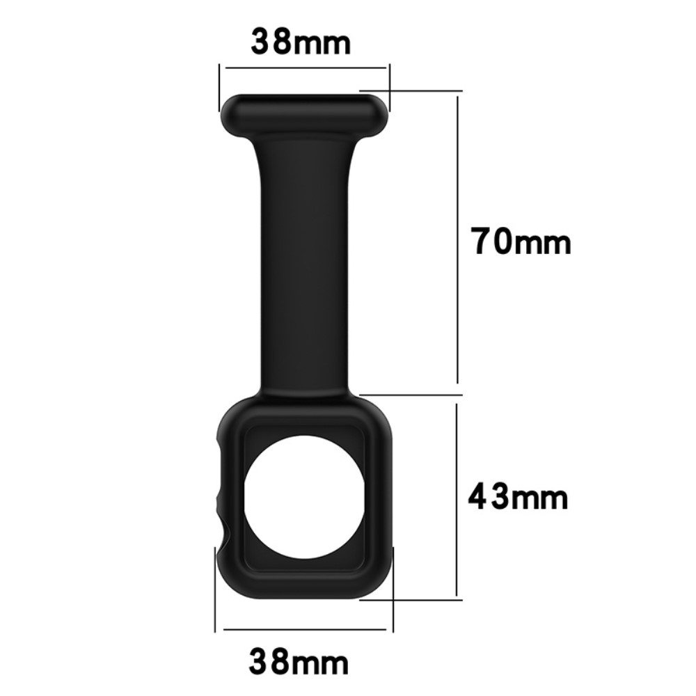 Apple Watch (42/41/40/38 mm) Silikon Uhren Schutzhülle Ansteck Halterung mit Sicherheitsnadel - Schwarz