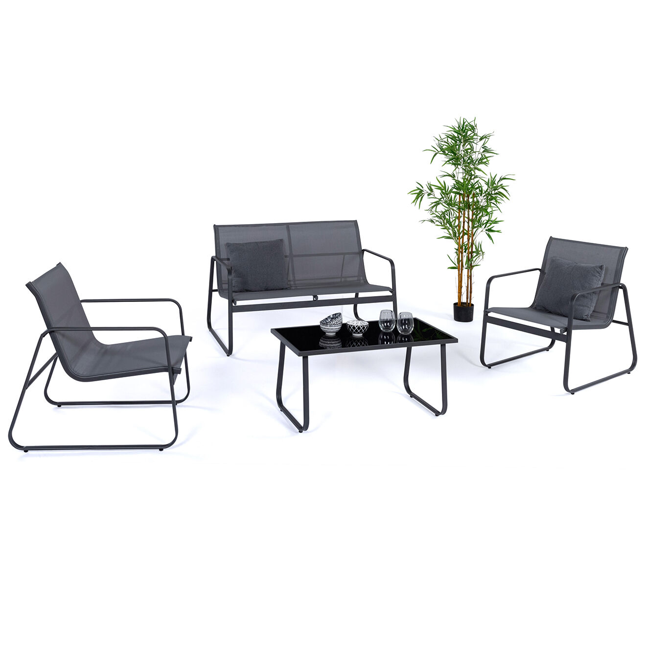 Pratik Garden Salon de jardin 4 places gris