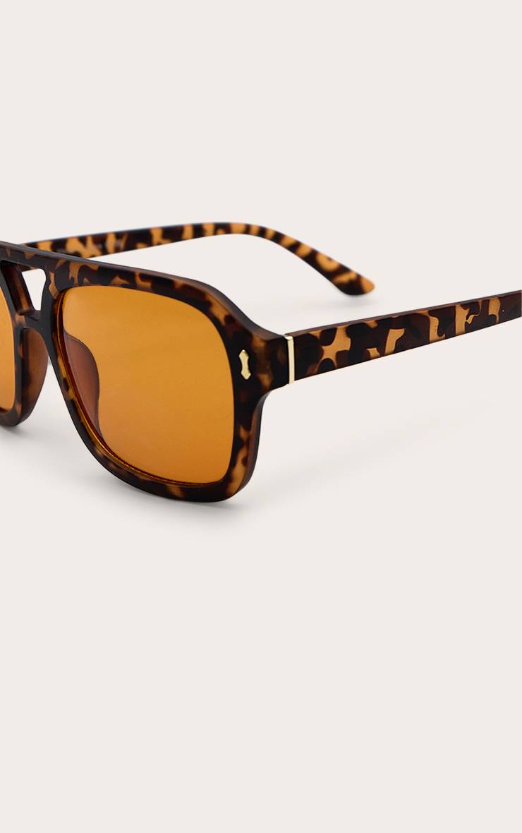 Marron Lunettes De Soleil Aviateur Monture Écaille De Tortue Verres Fumés Orange
