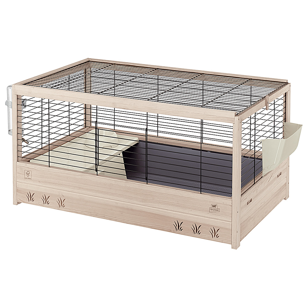 Ferplast cage en bois fsc pour lapins arena 100, pour cochons d'inde, accessoires inclus