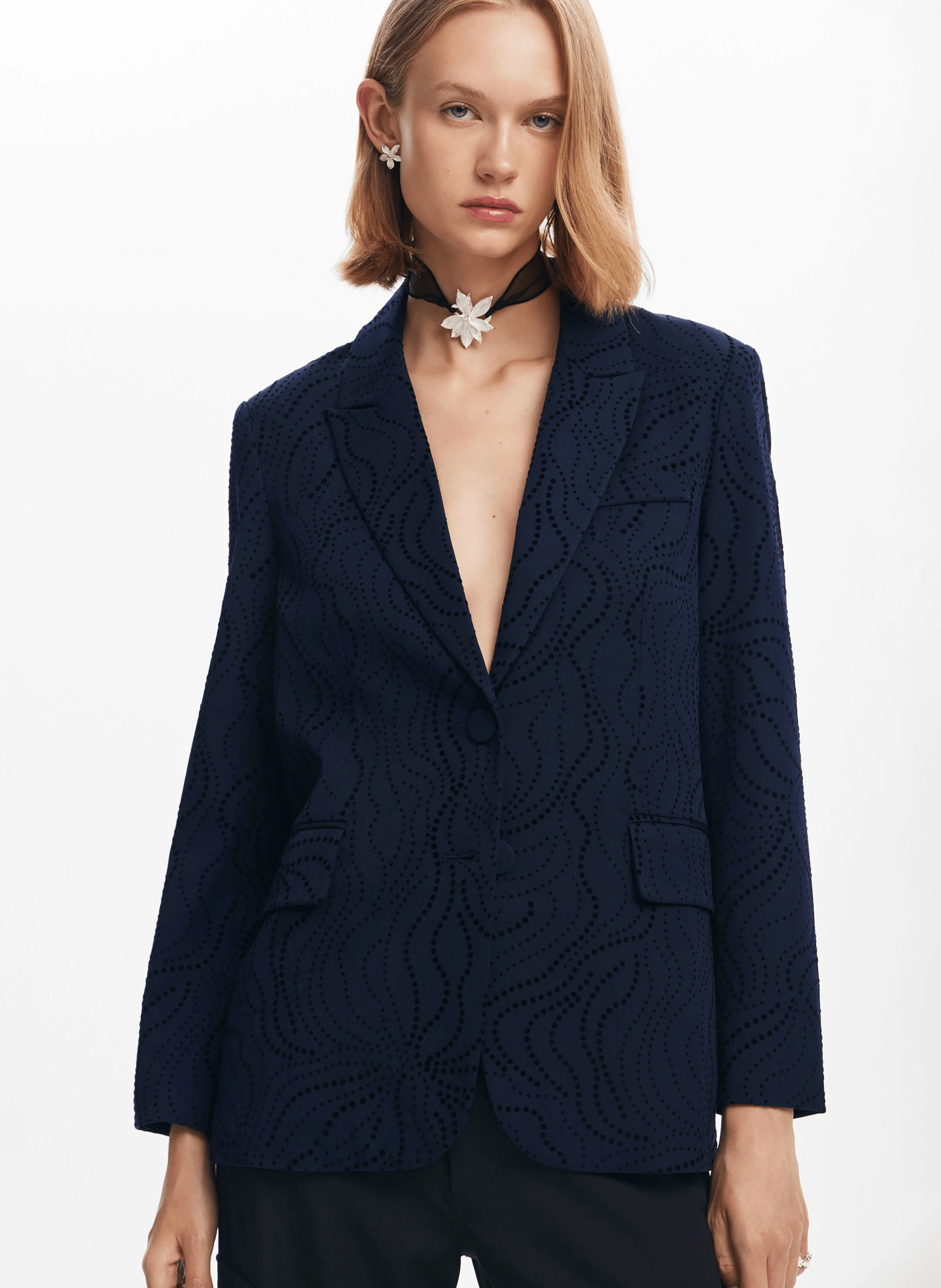 Blazer droit à col tailleur | Bleu