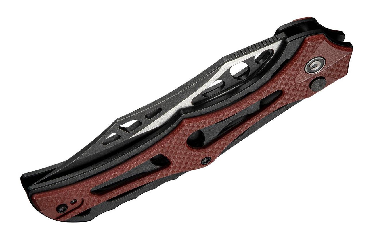 Civivi Biophase C23083C-1 Blackwashed Nitro-V, Black Aluminium Burgundy Coarse G10, zakmes