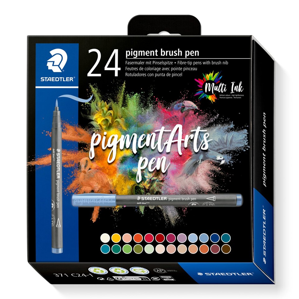 Staedtler - Brush Pen Pigment 24 stk assorteret