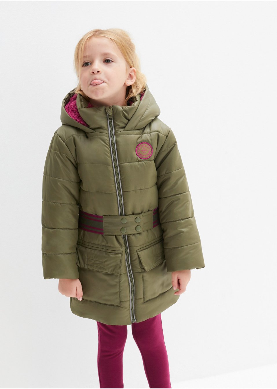 Veste hiver fille avec ceinture, doublée