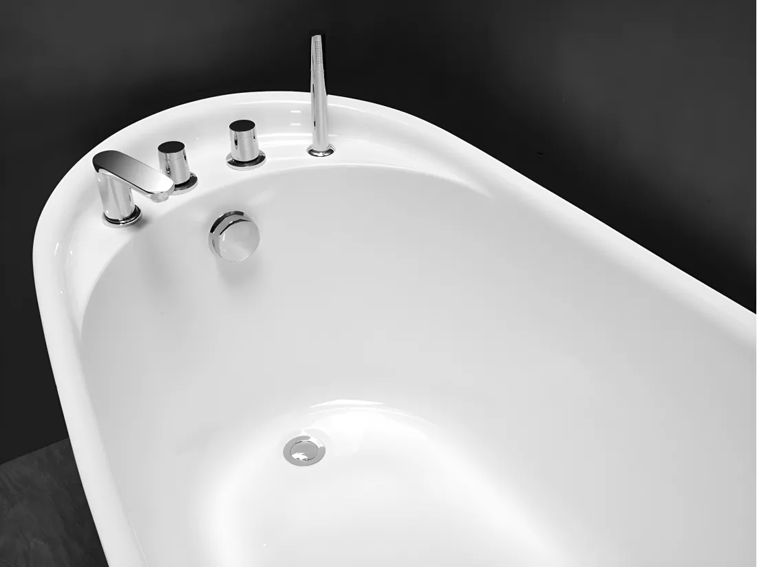Baignoire îlot NATALIA avec robinetterie - 220L - L150 x P75 x H70cm - Blanche
