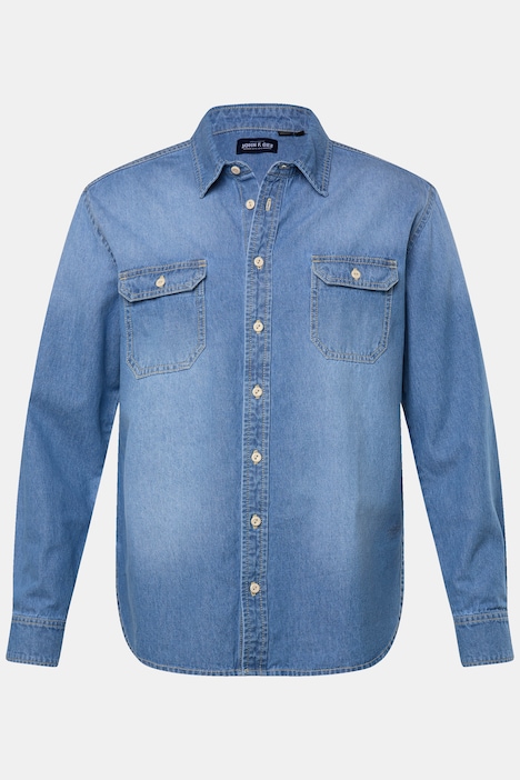 John F. Gee Jeanshemd, Langarm, Kentkragen, Modern Fit, bis 8 XL