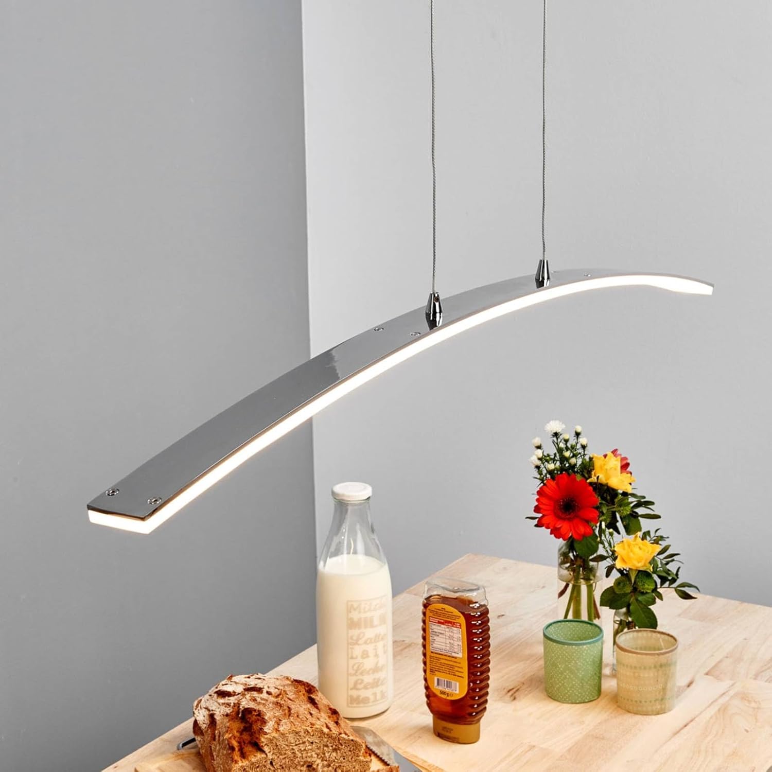 Lucande LED Lorian (Modern) in Chrom aus Aluminium (216 flammig,) Wohnzimmerleuchte