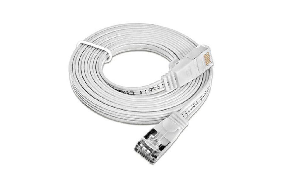 Slimpatchkabel RJ-45 - RJ-45, Cat 6, STP, 0.5 m, WeissGeschirmtes Twisted-Pair-Kabel (STP) mit Klinkenschutz