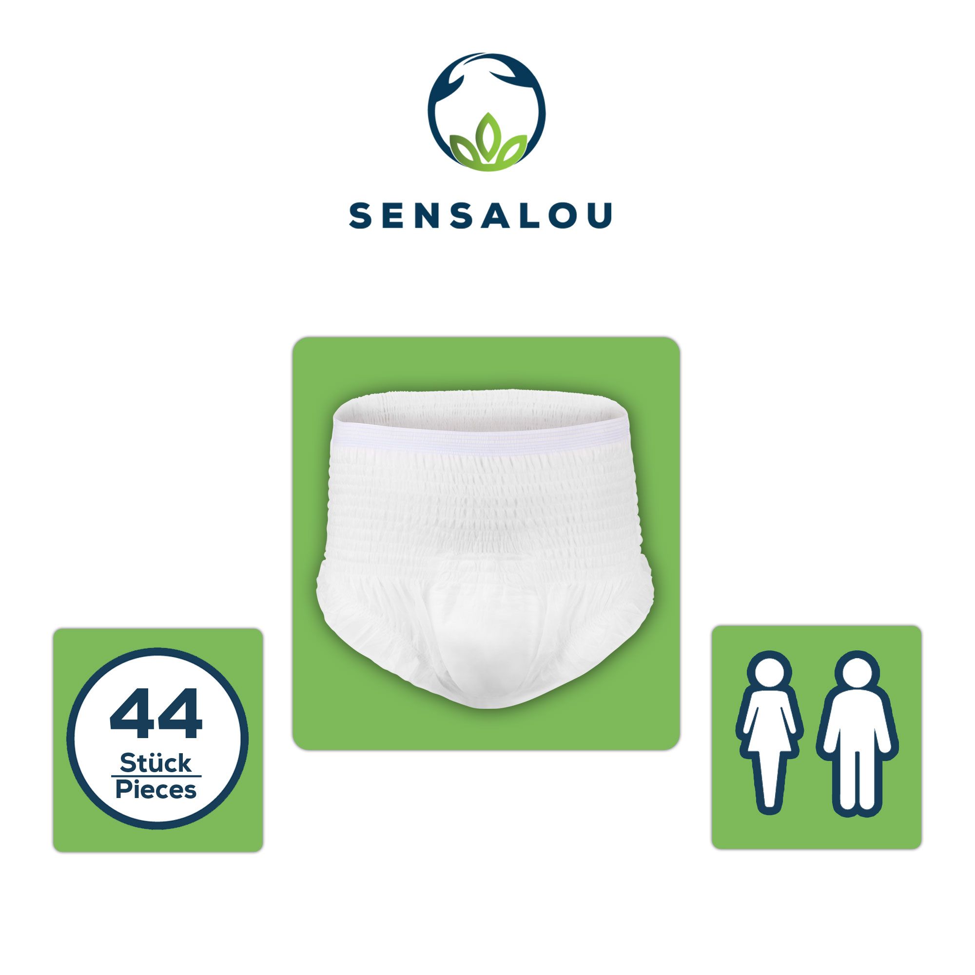 Sensalou Windel Pants für Erwachsene Maxi- Größe XL Inkontinenz-Windeln Schutzhosen 44 Stück