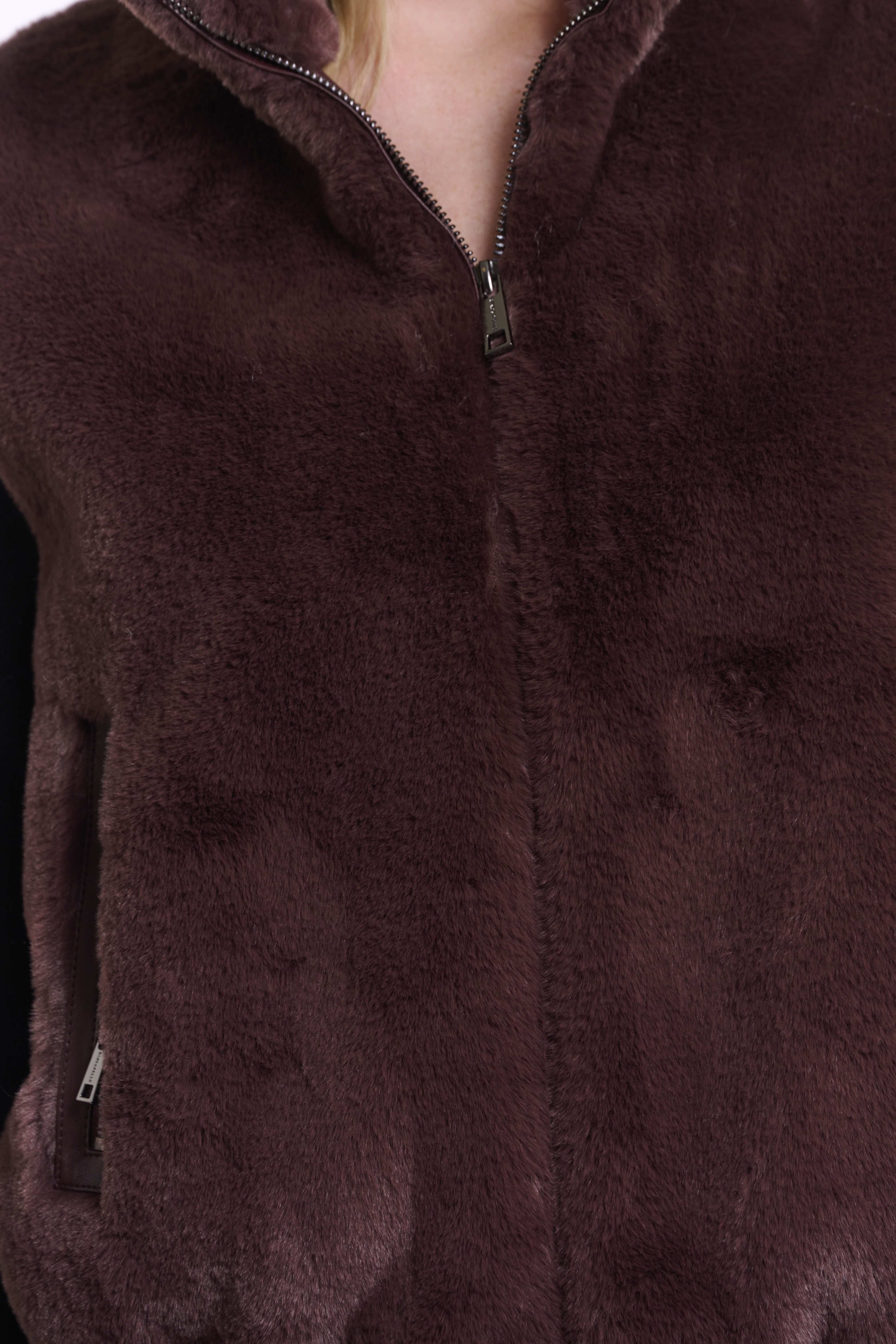 Rino & Pelle - Nikki Short Faux Fur Waistcoat - Chocolate Bean