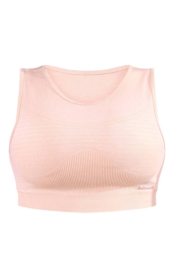 Brassière De Sport Côtelée Sans Couture Effet Délavé Acide Plt Sport