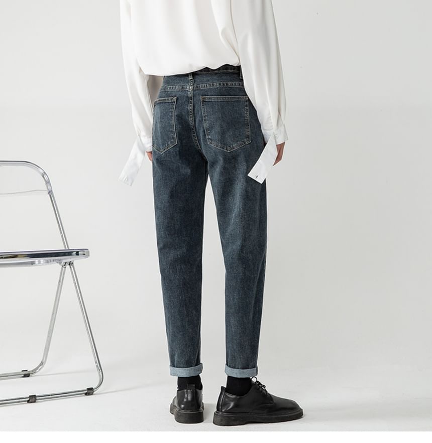 Lorencho - Mid Rise Washed Cropped Tapered Jeans