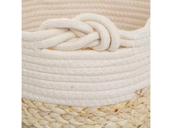 Panier en fibre naturelle et coton brun D27x26