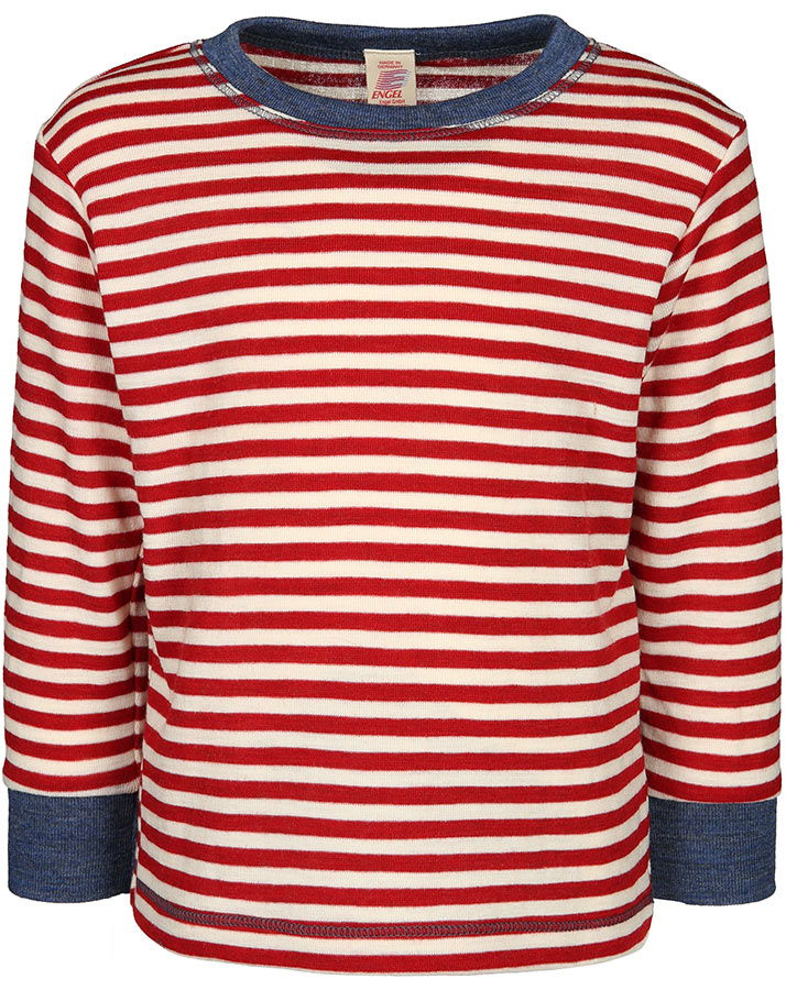 Woll-Langarmshirt BAKids gestreift in rot melange