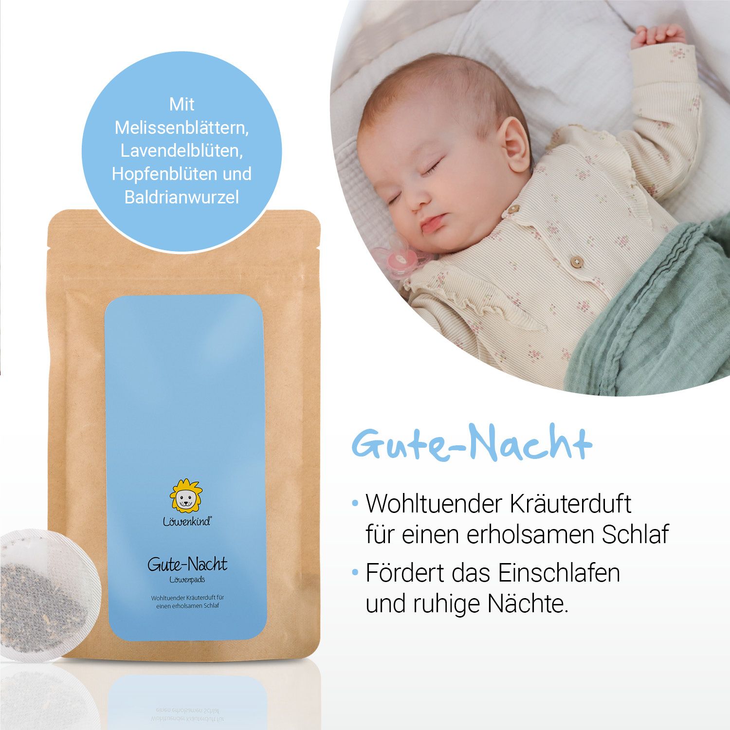 LÖWENKIND Gute-Nacht-Kräuterpads und Rotznäschen-Kräuterpads in Nachfüllpackungen