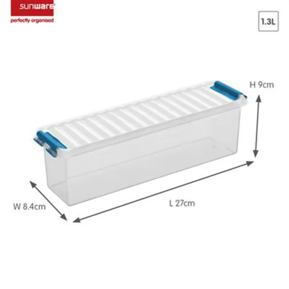 Q-line opbergbox 1,3L transparant blauw