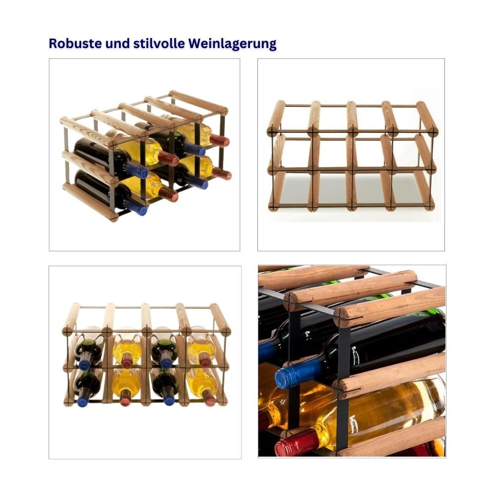 PROREGAL Modulair Wijnrek Vinotega Mod Metaal HxBxD 22,5 x 42,5 x 24,5 cm 4 x 2 Flessen Massief grenenhout Bruin Geolied