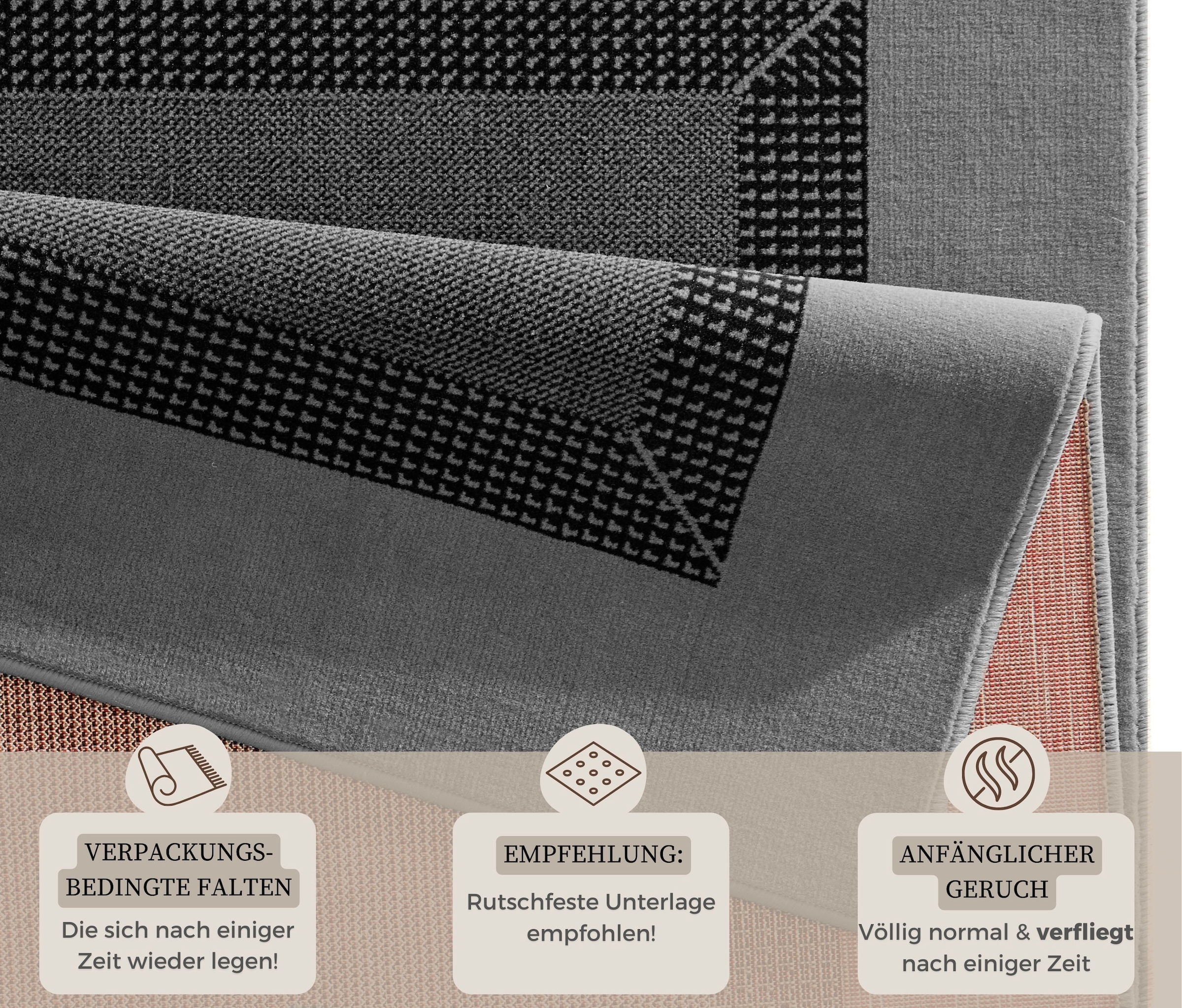 HANSE Home Teppich »Band« rechteckig 9 mm Höhe Kurzflor, weich, Läufer Grössen, Wohnzimmer, Schlafzimmer, Esszimmer