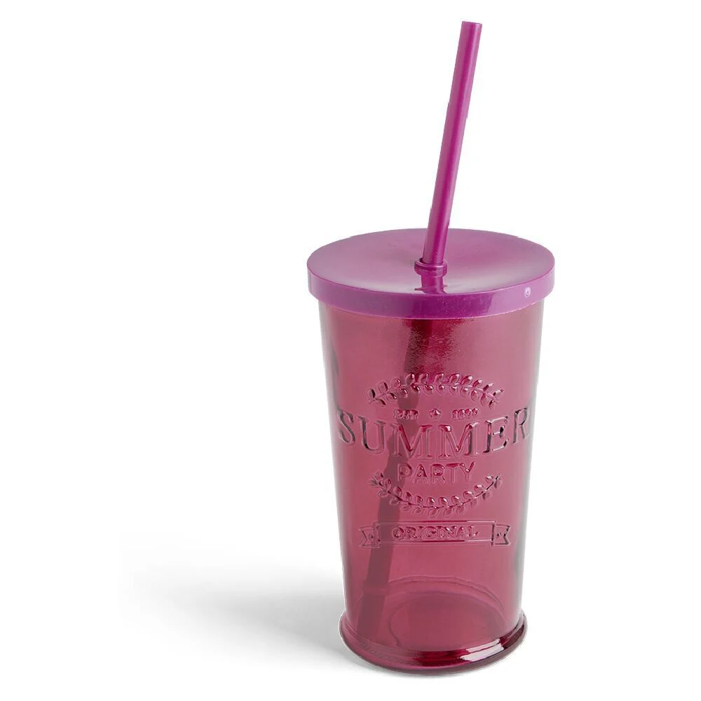 Gobelet 490ml en verre avec couvercle plastique - 3 coloris
