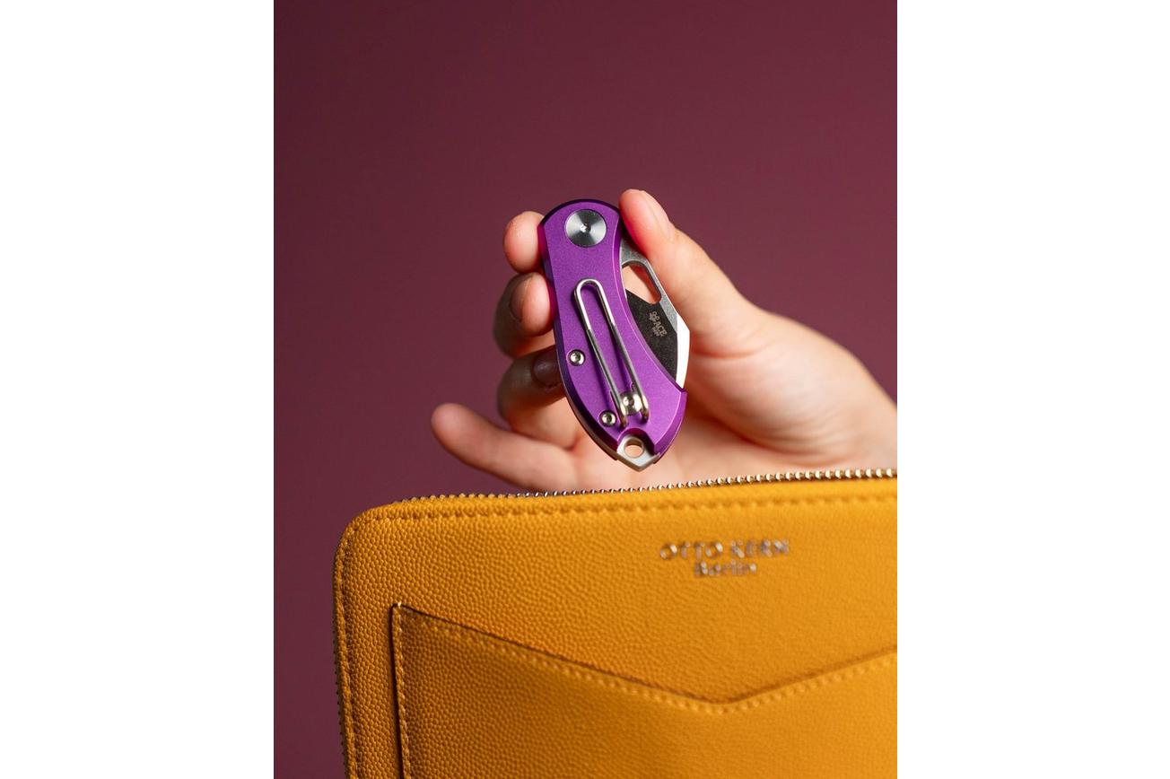 GiantMouse ACE Nibbler Paars Aluminum, N690 zakmes, Ansø en Voxnaes design