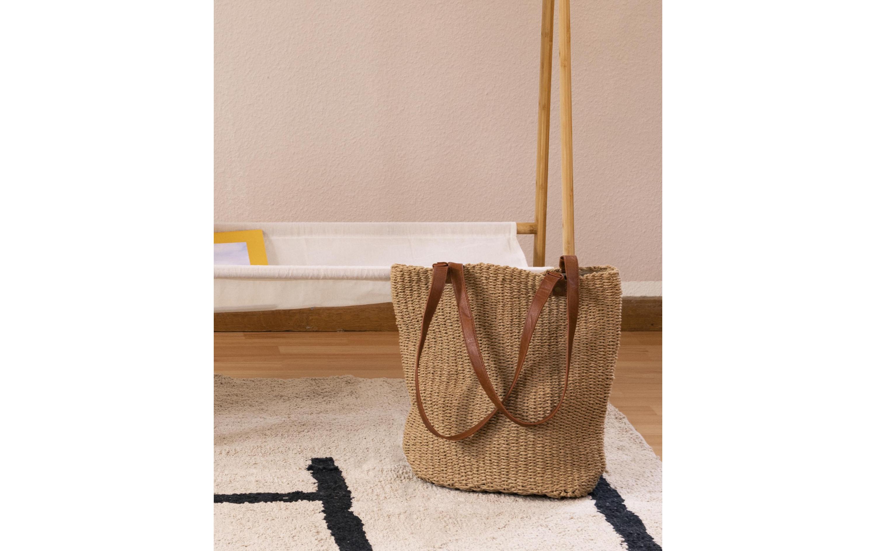 Schultertasche Braun, 42 x 36 cmGeflochtene Tasche aus Naturmaterialien