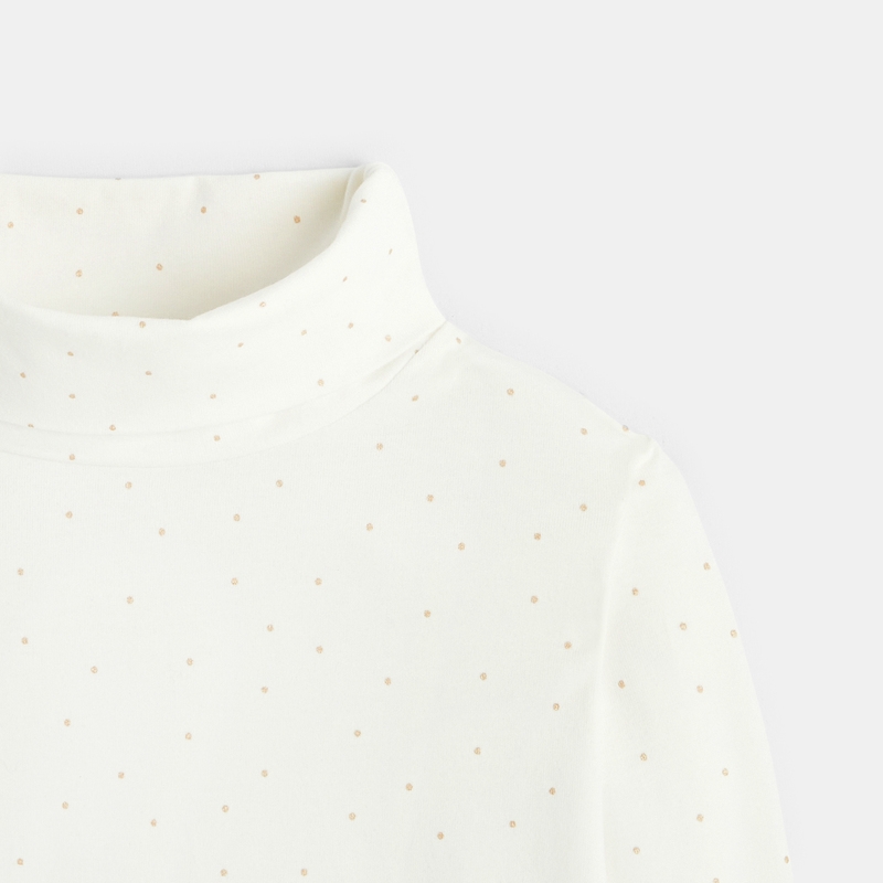 T-shirt col roulé imprimé blanc fille