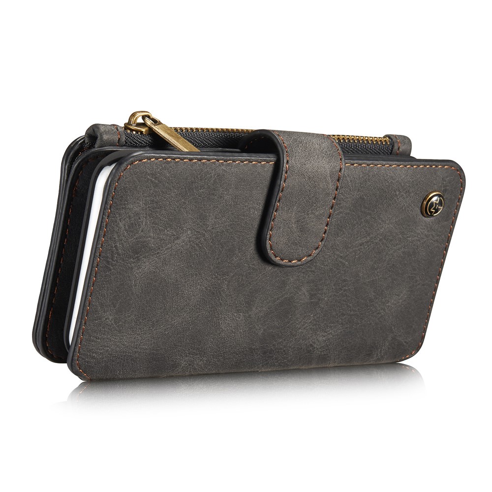iPhone SE (2022/2020) / 8 / 7 3in1 Leder Tasche   Magnet Hardcase und Karten Etui (Vertikal Ausklappbar) - Schwarz