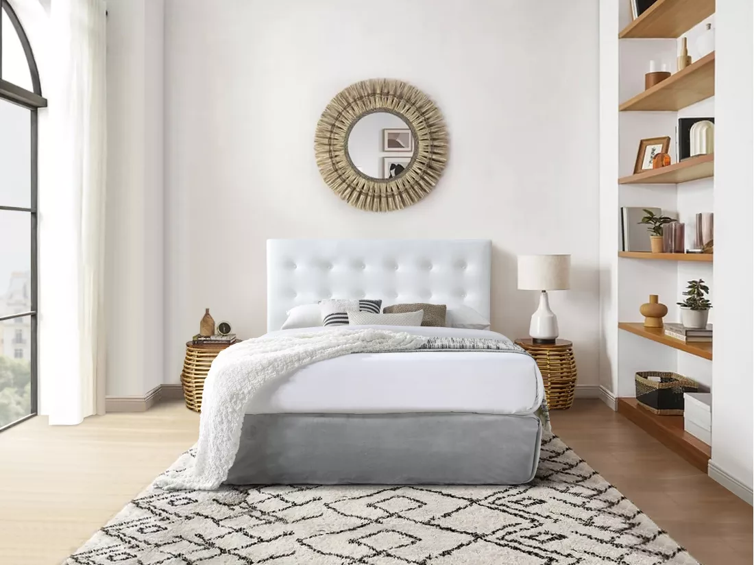 Tête de lit capitonnée 140 cm - Simili - Blanc - FRANCESCO