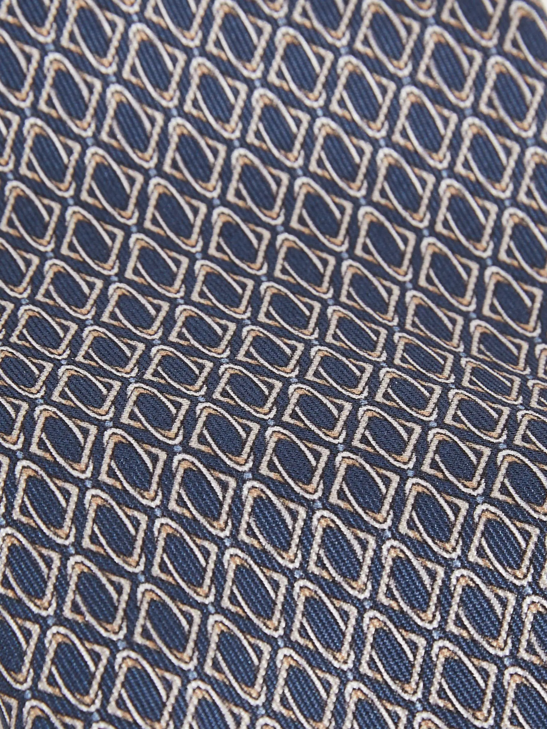Marineblauw - Reiss Caruso Silk Geometric-Print Tie