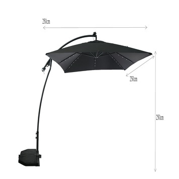 Zweefparasol Florida Antraciet incl. LED 250x250 cm
