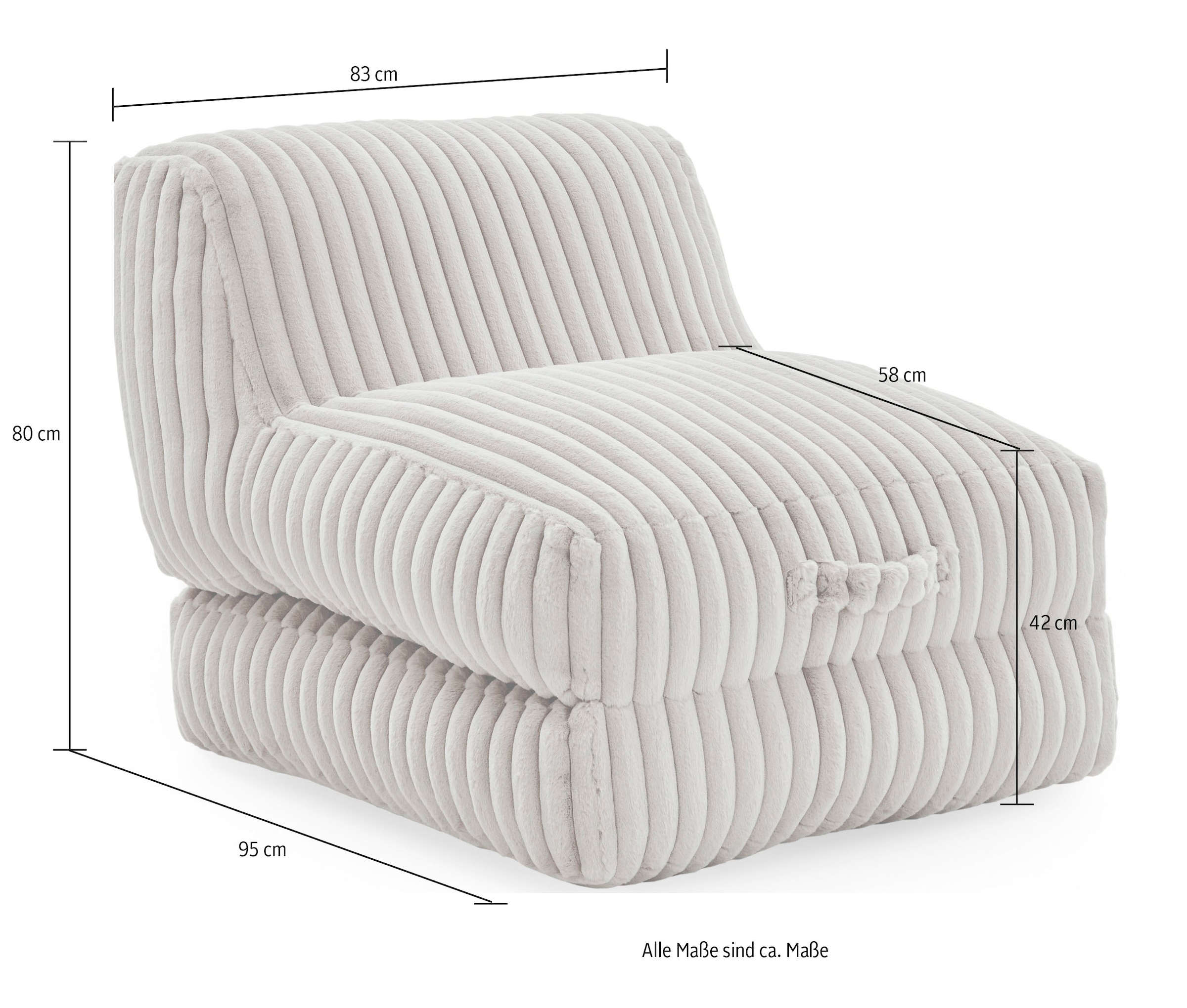 INOSIGN XXL-Sessel »Pia« Loungesessel in Megacord, 2 Grössen, Schlaffunktion und Pouf-Funktion