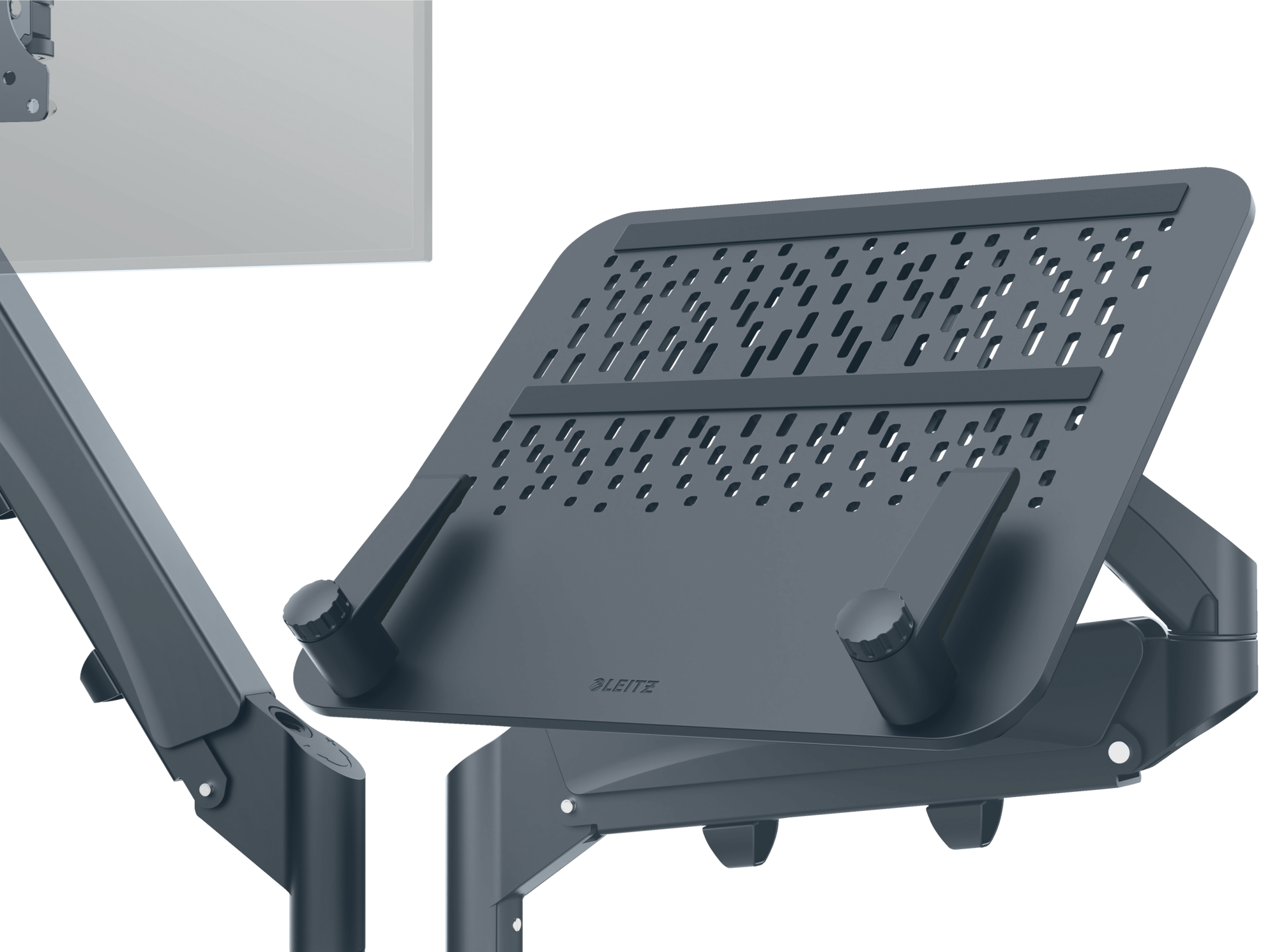 Monitor- en Laptoparm dubbel ruimtebesparend donkergrijs
