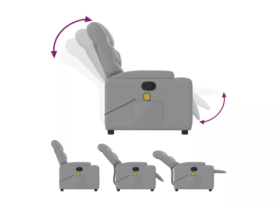 Fauteuil massant inclinable Gris clair Tissu