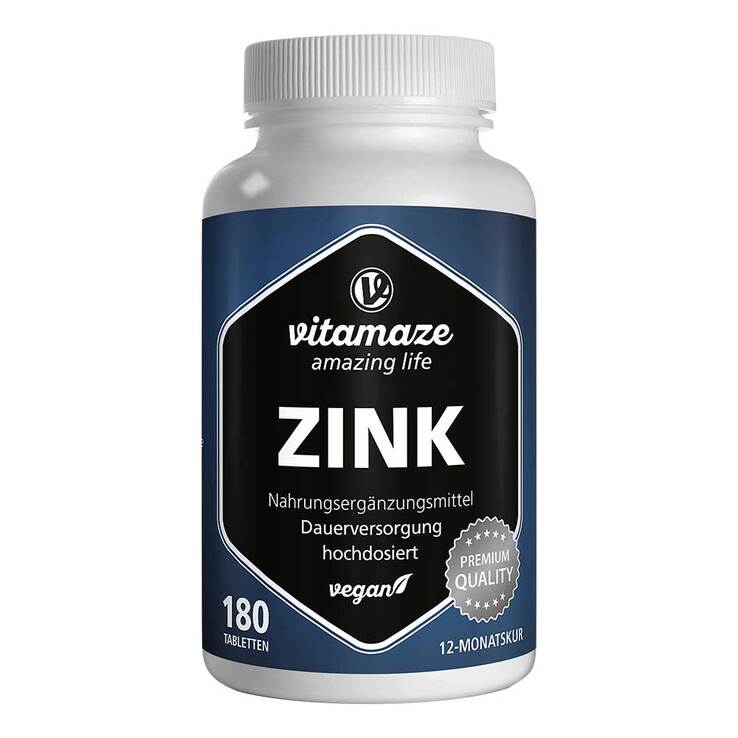 Zink 25 mg hochdosiert vegan Tabletten, 180 St