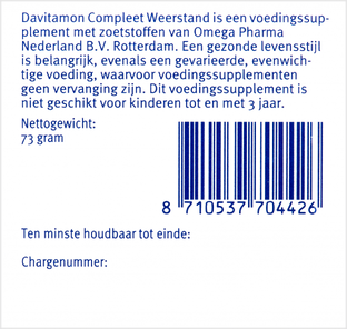 Davitamon Compleet Weerstand Kauwvitamines Aardbei 60TB