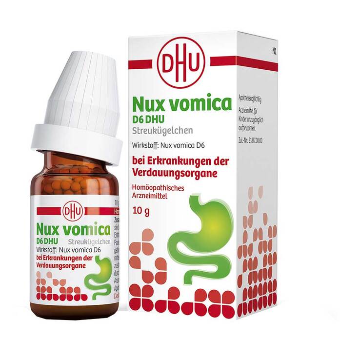 Nux vomica D6 DHU Globuli bei Erkrankung der Verdauungsorgane, 10 g