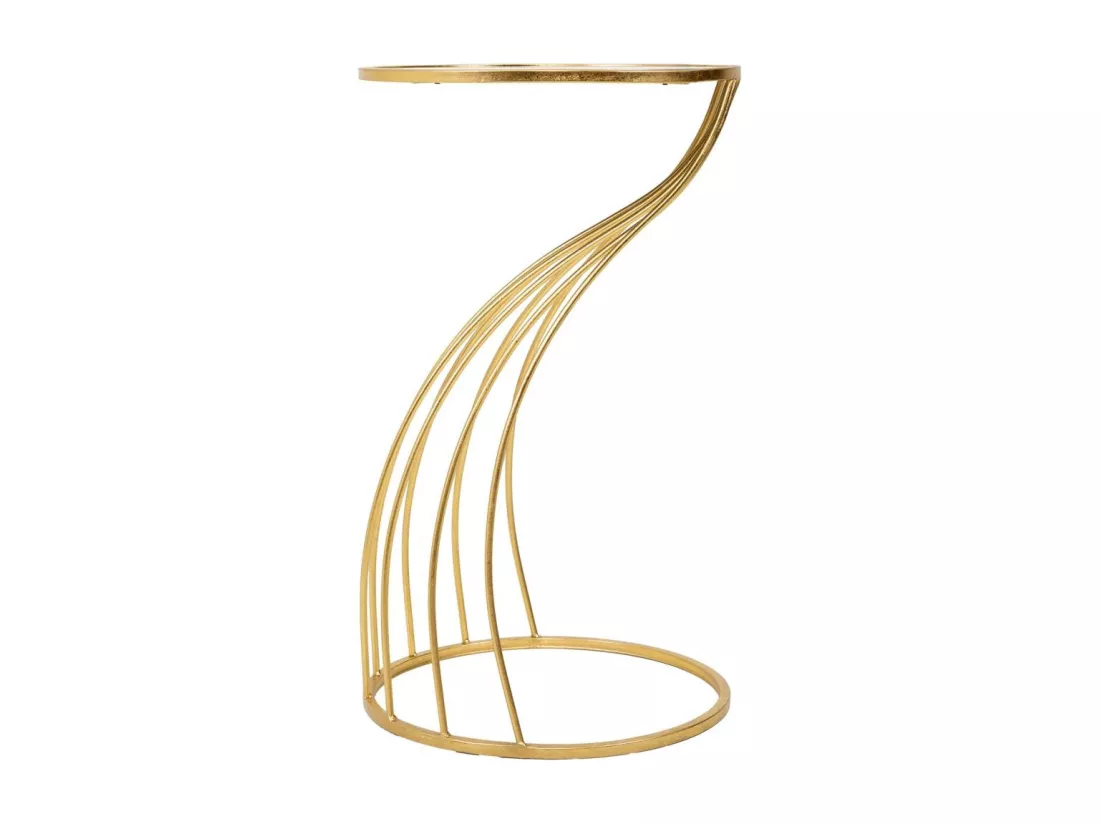 Table d'appoint en métal doré avec surface en verre d43x73h