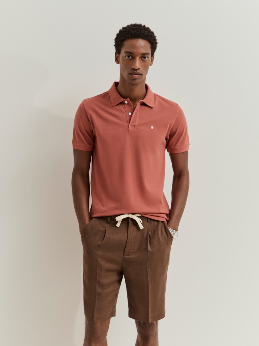 Polo piqué slim fit garment dye