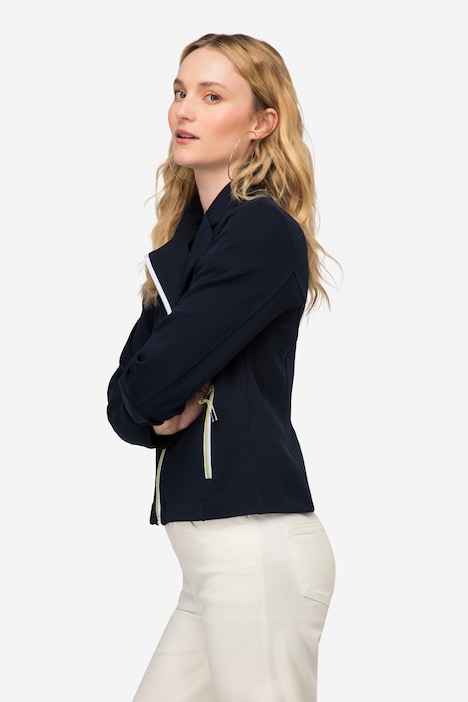 Biker-Jacke, Sweat, Revers, Zipper, Langarm