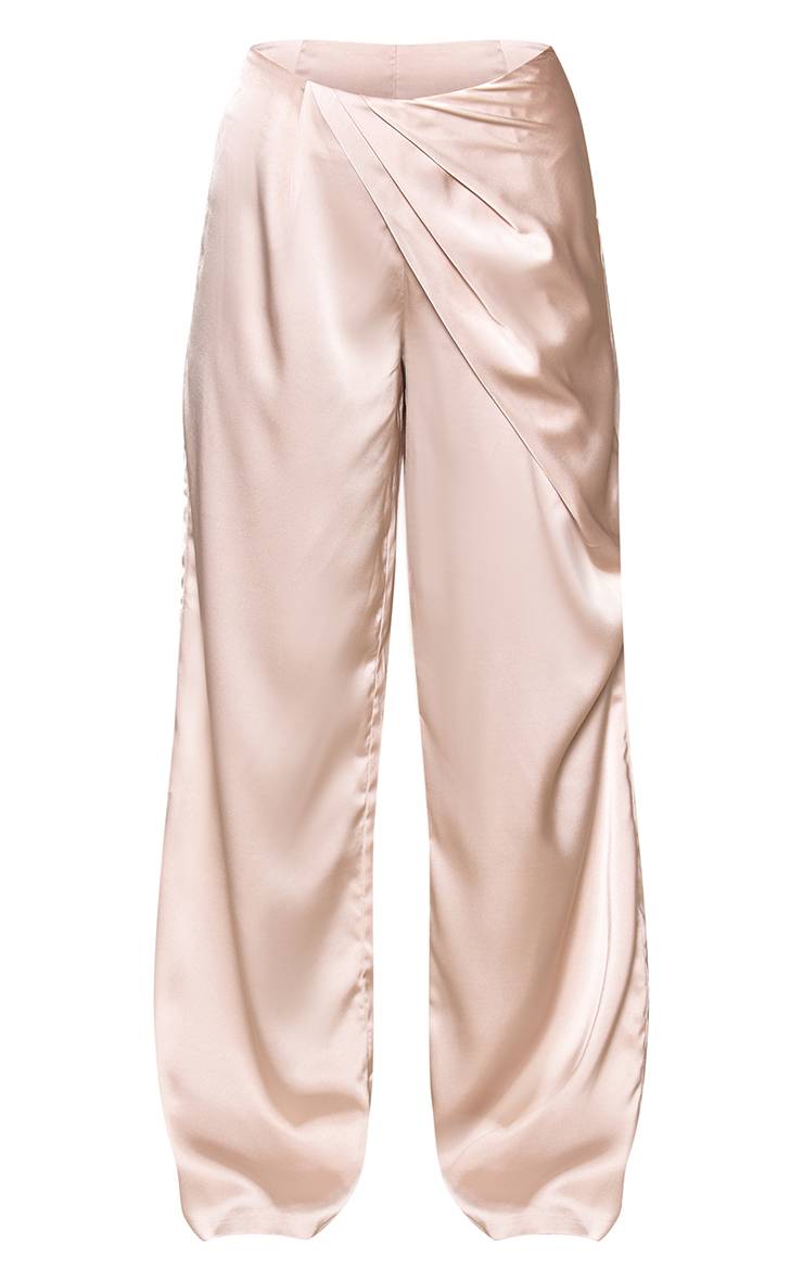 Champagne Pantalon Co-ord En Satin Avec Détail Drapé À La Taille