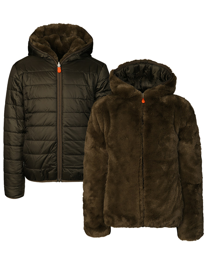 Plüsch-Steppjacke FURY Y zum Wenden in bark green