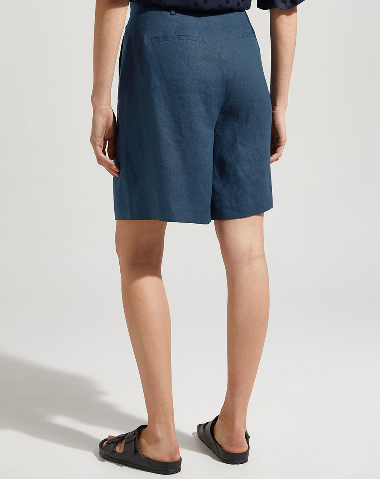 Jodhpur Short 100% Lin Acao bleu marine
