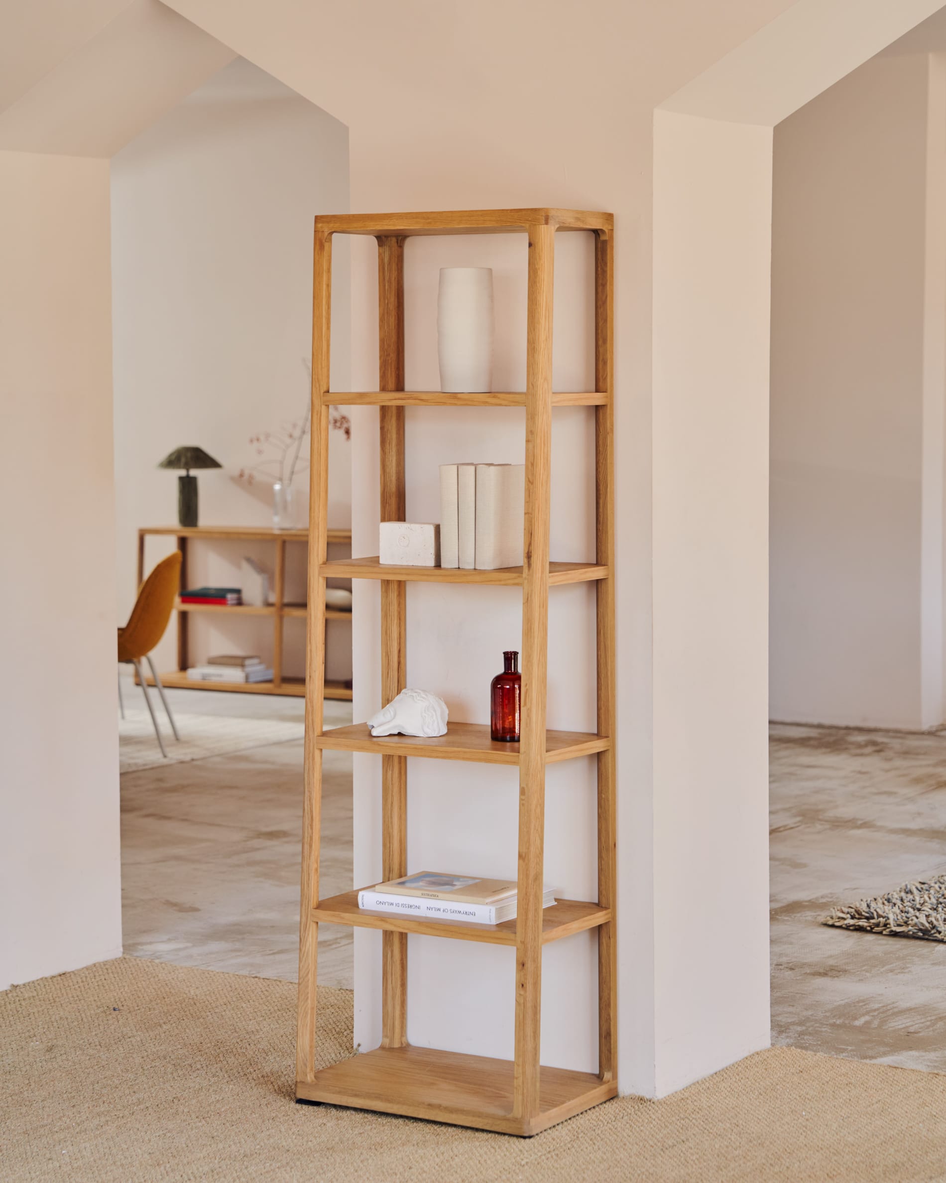Kave Home - Maymai rekken met massief eiken structuur, 60 x 193 cm