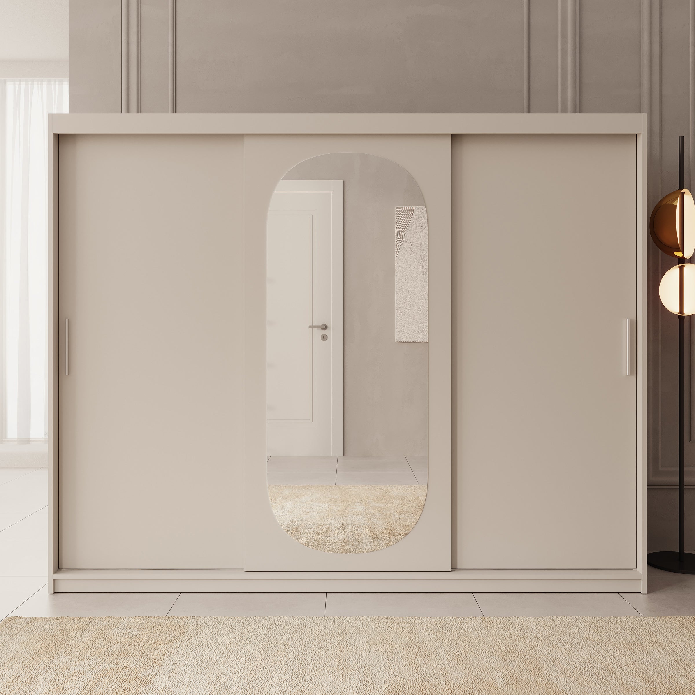 Bodhi - Kledingkast met schuifdeuren - Beige 250x62x200 cm