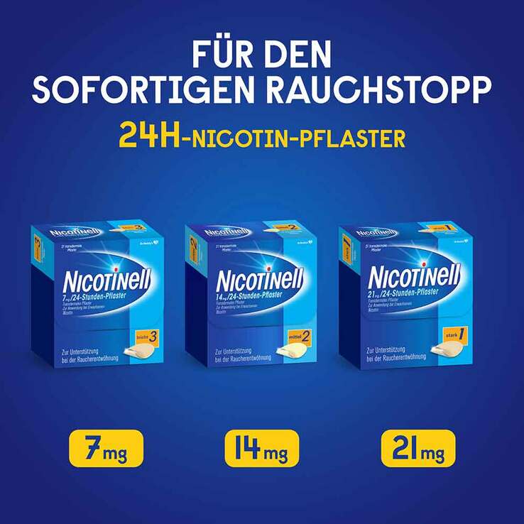 NICOTINELL 21 mg / 24-Stunden-Nikotinpflaster, Pflasterstärke Stark (1), 7 St