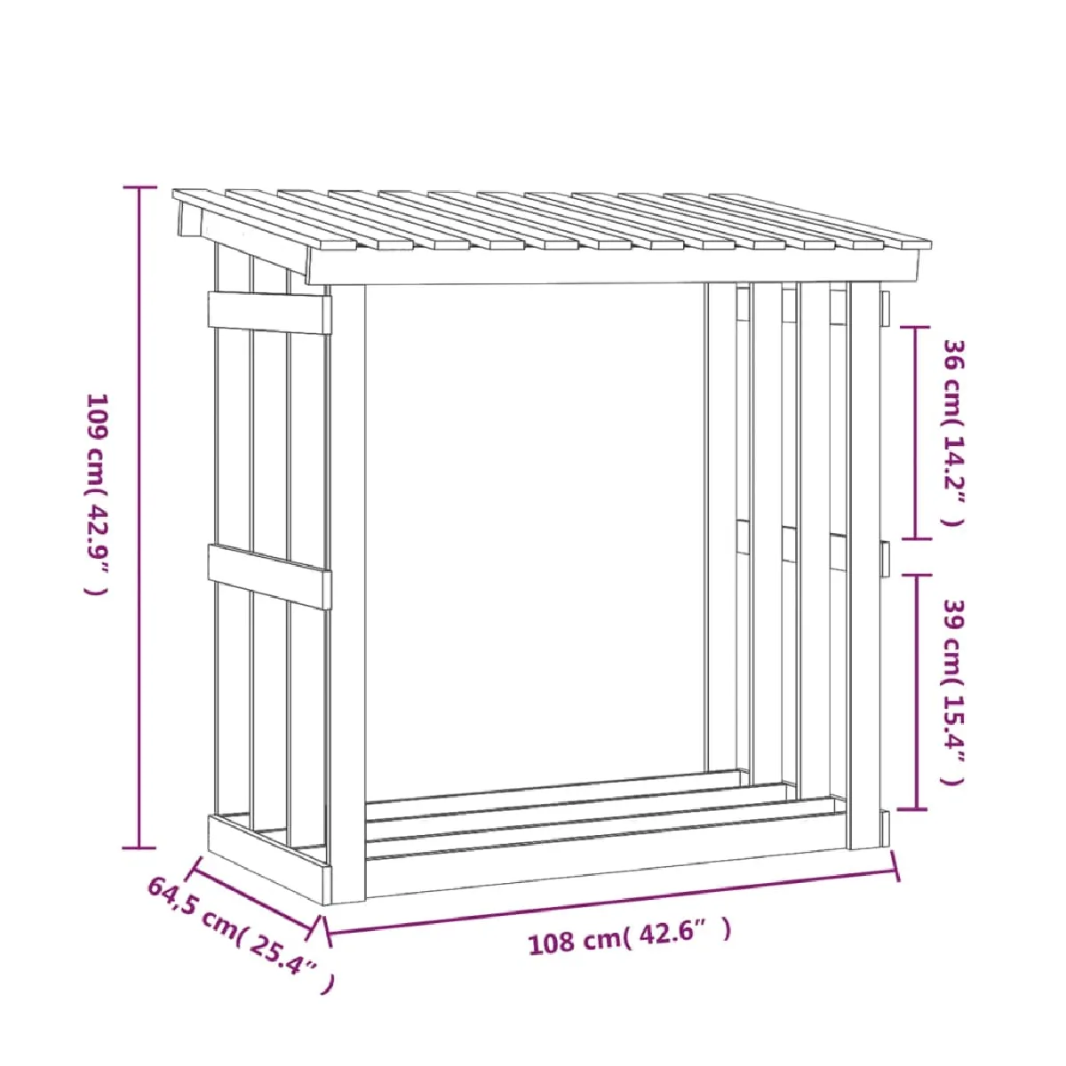 vidaXL Support pour bois de chauffage - Pin