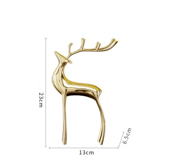 (2er Set) Metall Weihnachts Deko Hirsch Figur Home Accessoire Elegante Rentier Statue - Gold